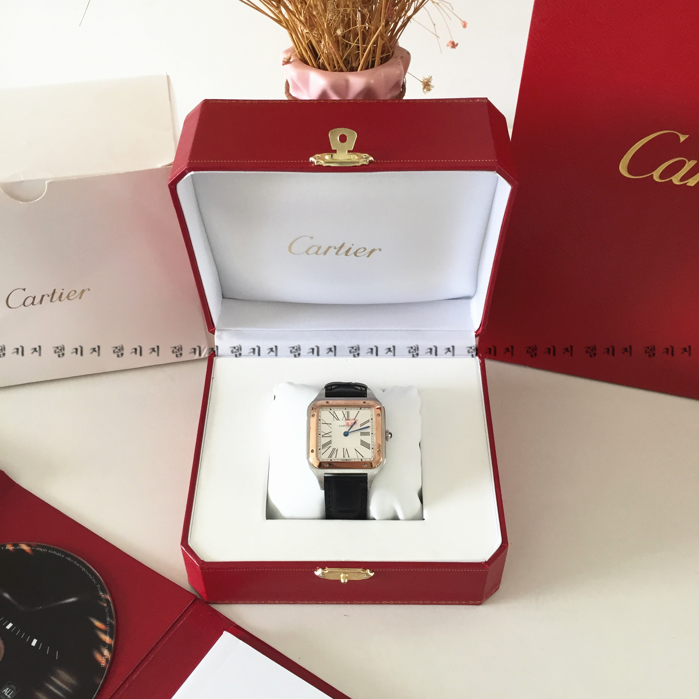 까르띠에 산토스 뒤몽 콤비 가죽시계